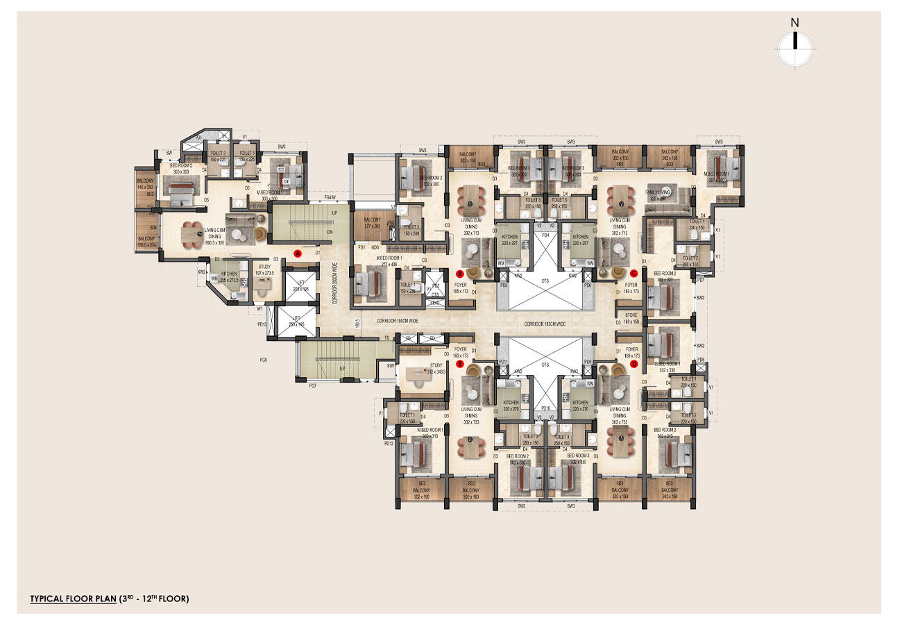 Floor 3-12 Floor Plan