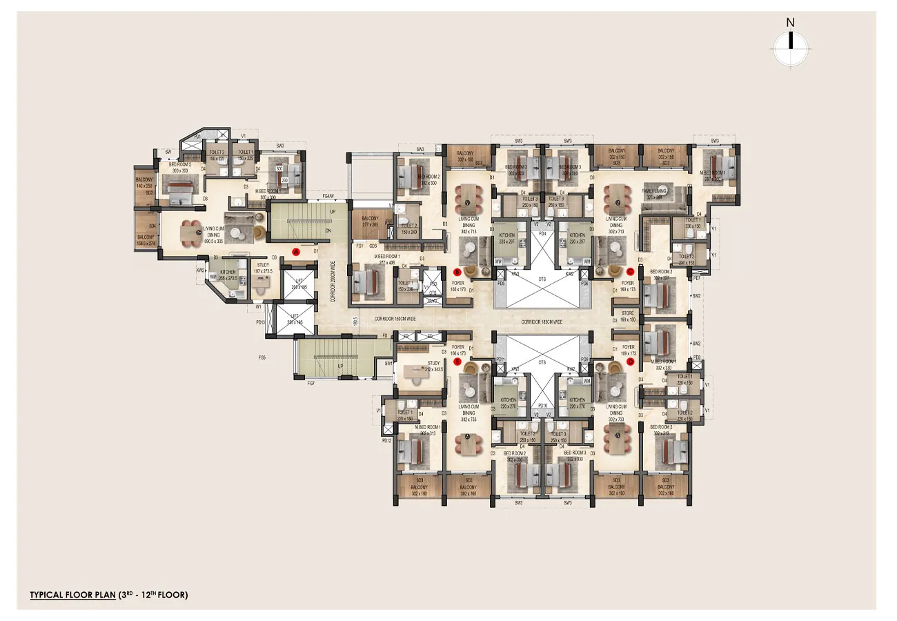 Floor 3-12 Floor Plan